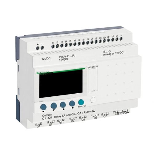 Picture of SR3B261JD Zelio Logic Expandable Controller 16/10 I/O 12VDC LADDER,FBD