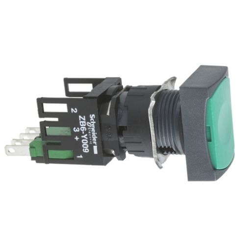 Picture of XB6DA35B Plastic Push Button Φ16 Rectangular Green 1NO+1NC