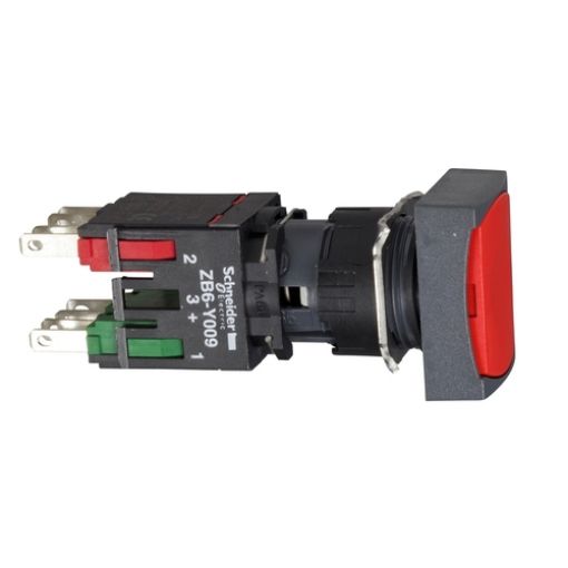 Picture of XB6DA45B Plastic Push Button Φ16 Rectangular Red 1NO+1NC