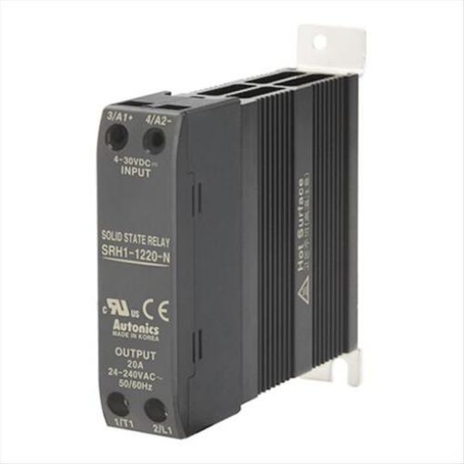 Picture of SRH1-1220 Solid State Relay Rail Mount, In:4-30VDC, Out:20A 24-240VAC with heat sink